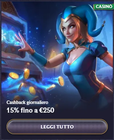 Cashback giornaliero 15 fino a eur250
